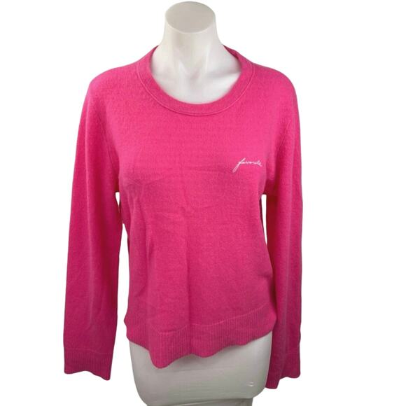 Favorite Daughter 100% Cashmere Pink Crewneck Long Sleeve Sweater Top Sz XL - Picture 5 of 9